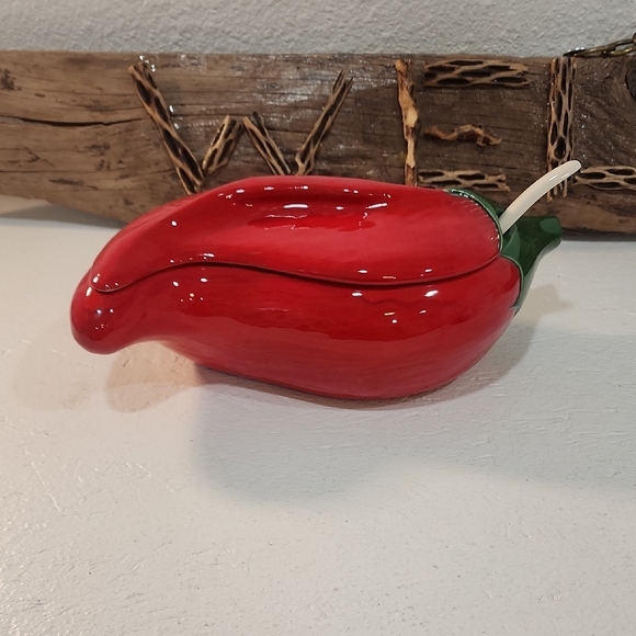 Other - Red Pepper Ceramic Dish With Spoon